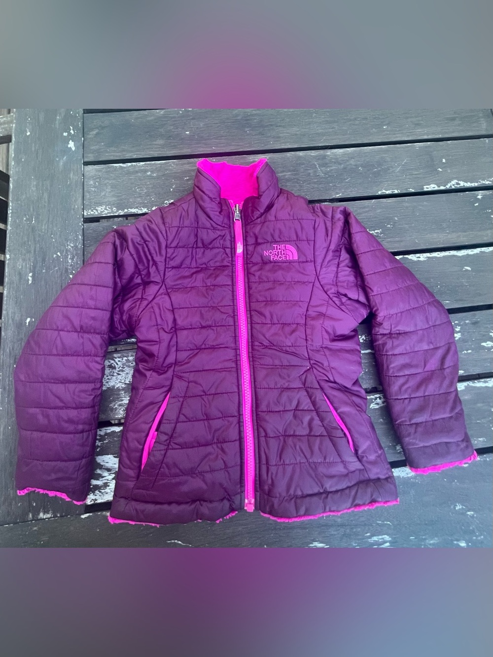 The North Face Reversible Mossbud Jacket Girls XXS (5) Pink